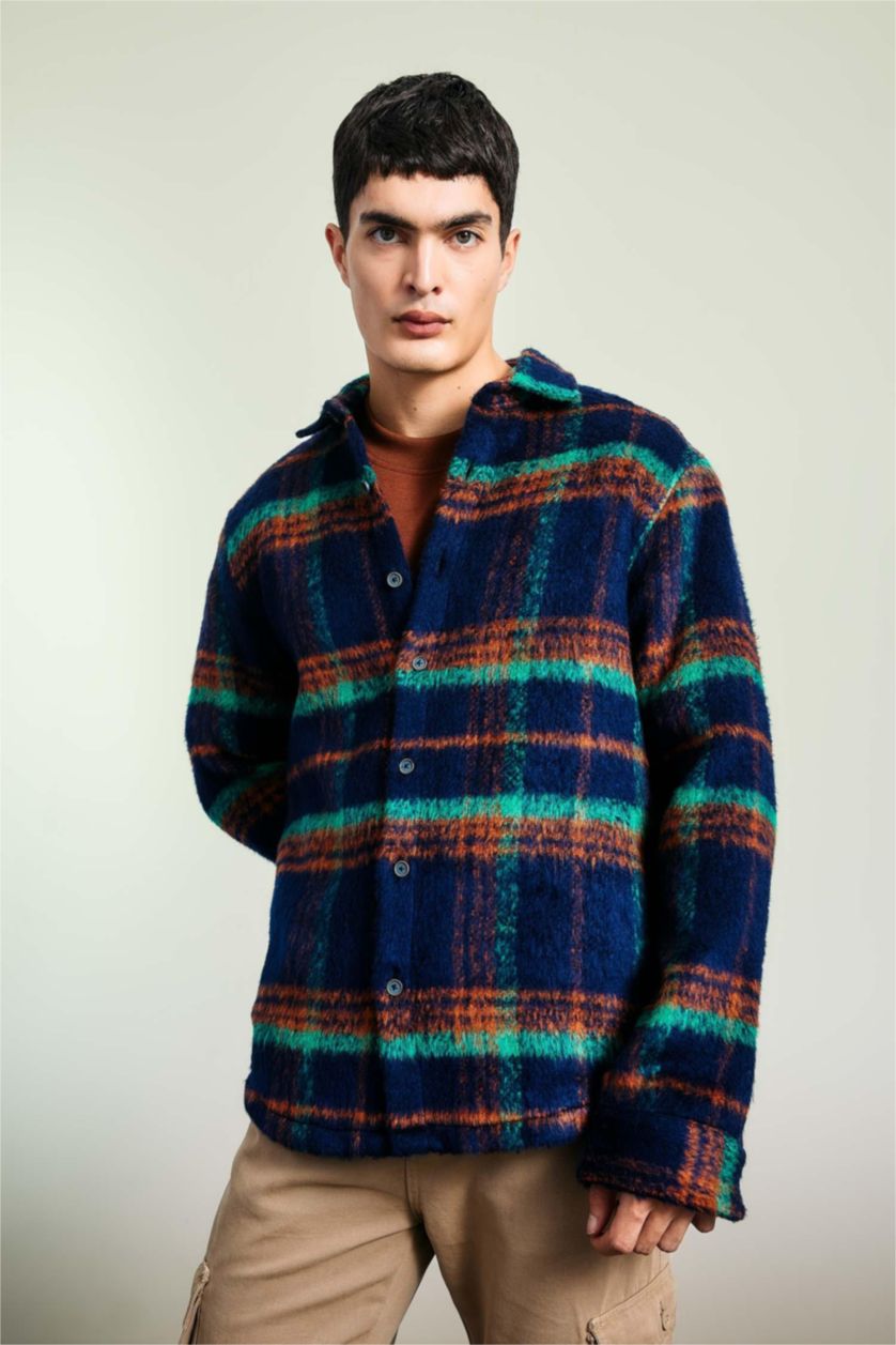 Man NAVY Regular Fit Polo Neck Shirt Jacket