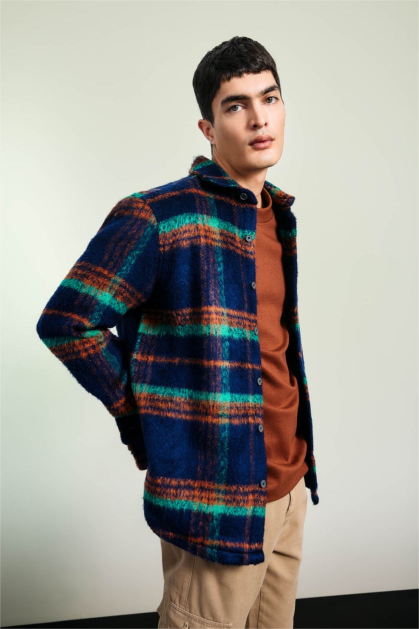 Man NAVY Regular Fit Polo Neck Shirt Jacket