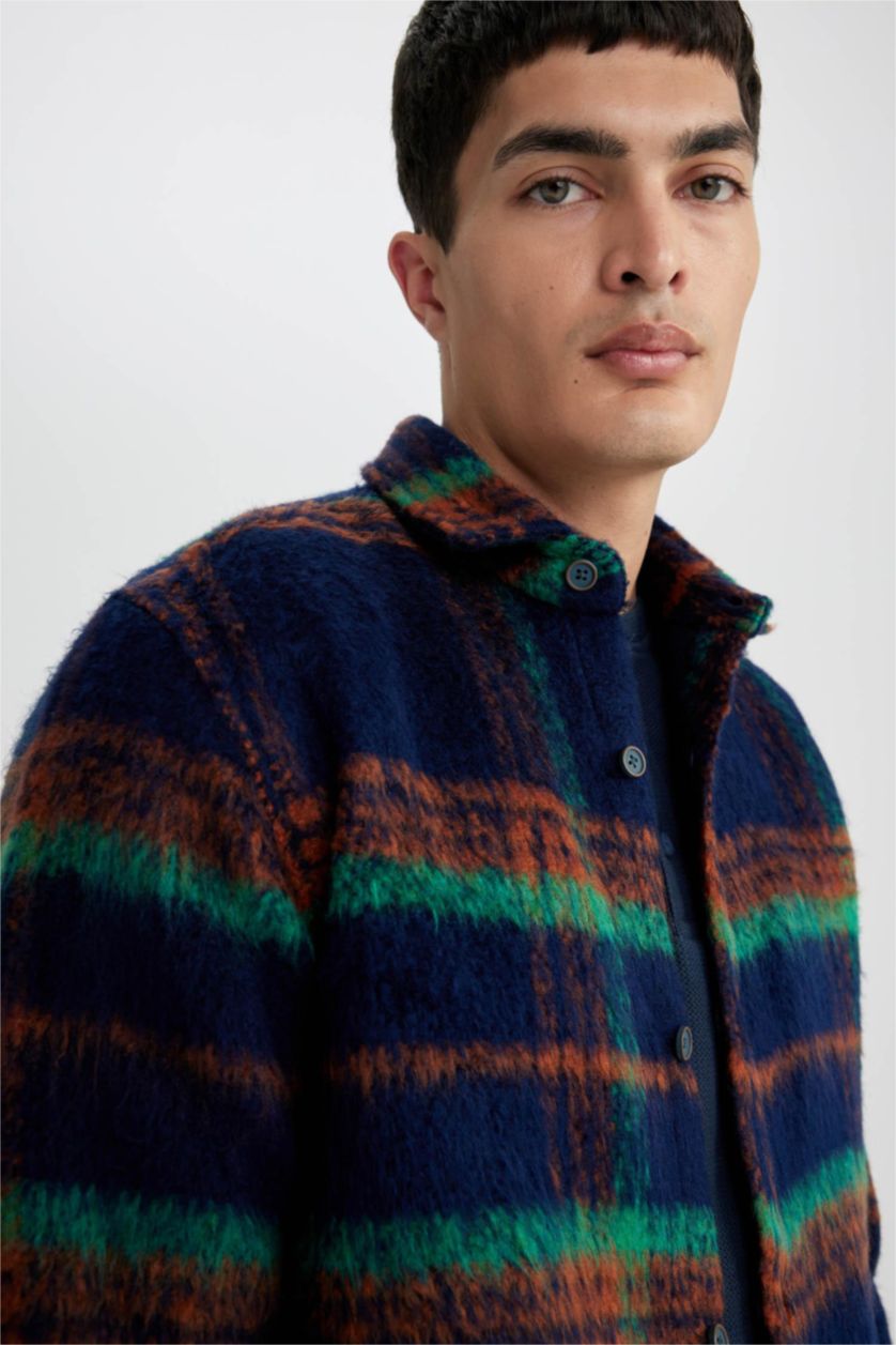 Man NAVY Regular Fit Polo Neck Shirt Jacket