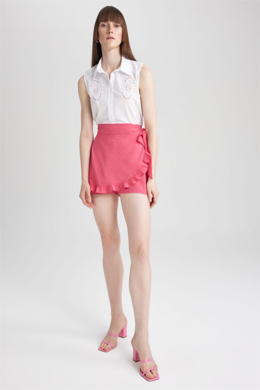 Женщины Фуксия Шорты широкие с высокой талией