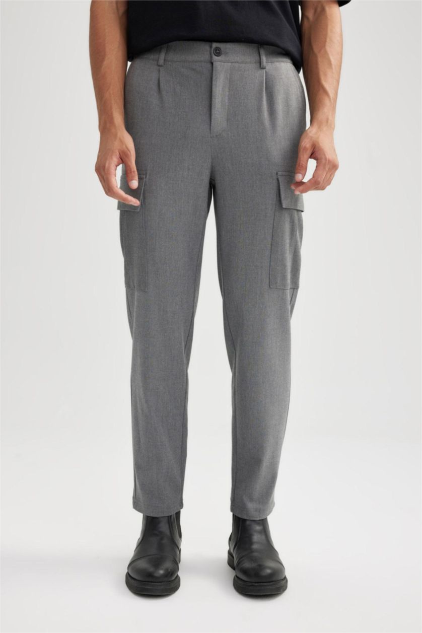 رجالي ميلانج رمادي بنطلون جوجر فيت برجل عادية بجيب كارجو