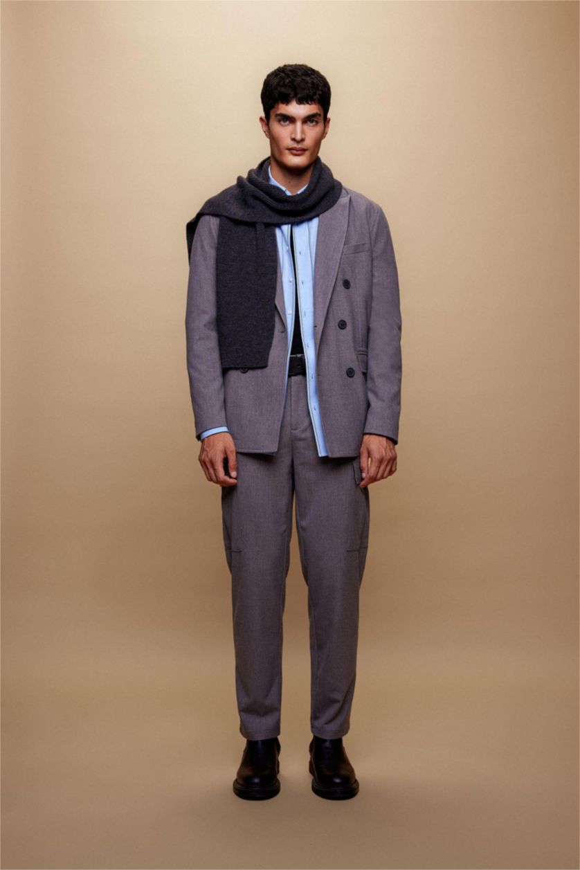 رجالي ميلانج رمادي بنطلون جوجر فيت برجل عادية بجيب كارجو