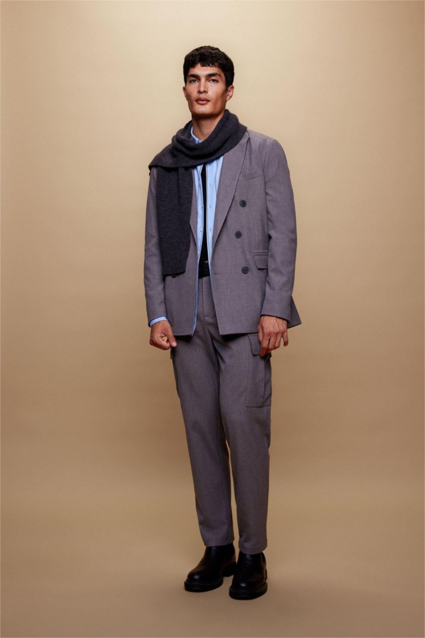 رجالي ميلانج رمادي بنطلون جوجر فيت برجل عادية بجيب كارجو