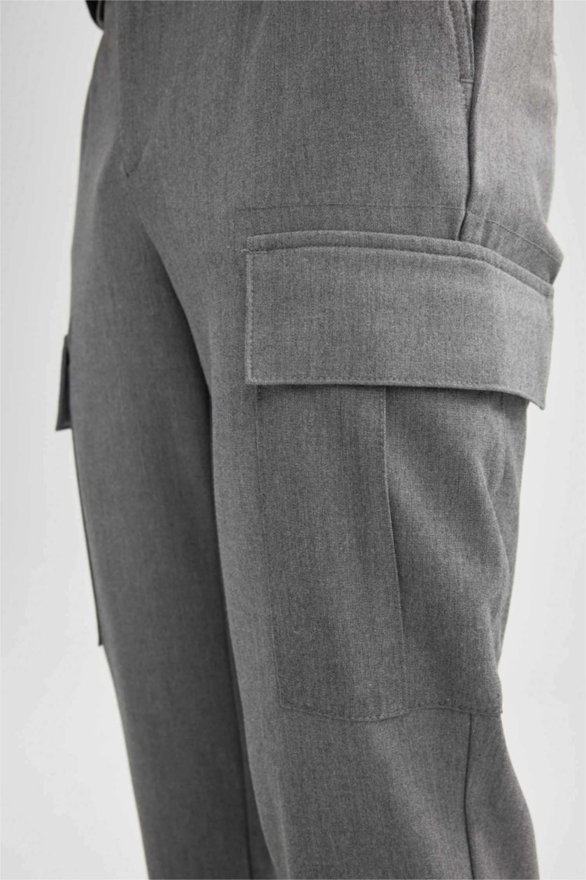 رجالي ميلانج رمادي بنطلون جوجر فيت برجل عادية بجيب كارجو