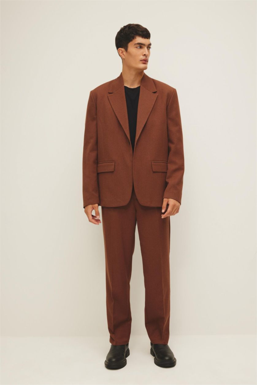 Man Brown Straight Fit Trousers