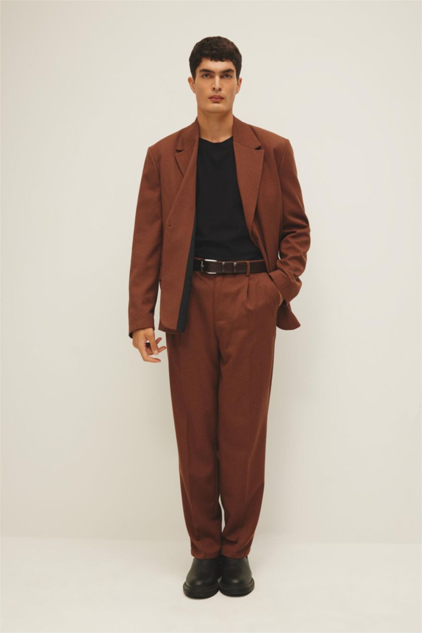 Man Brown Straight Fit Trousers