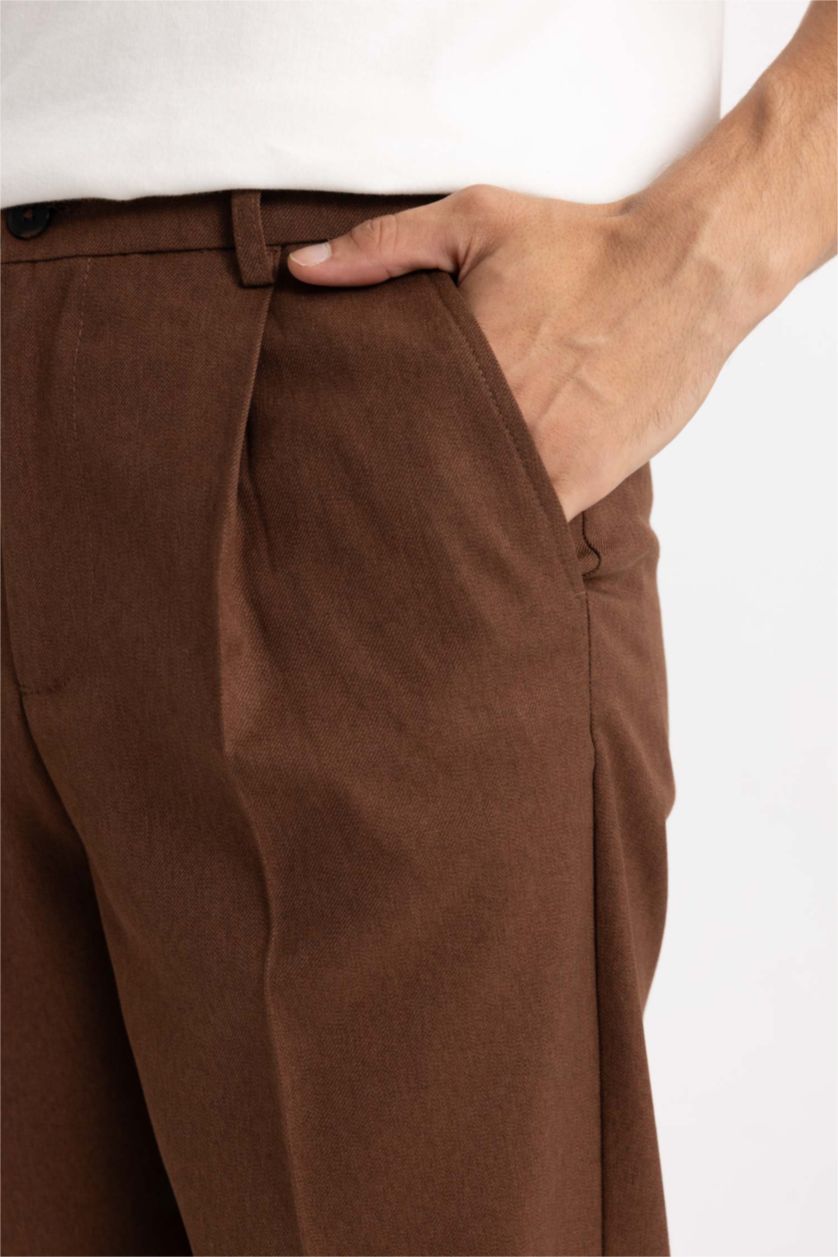 Man Brown Straight Fit Trousers
