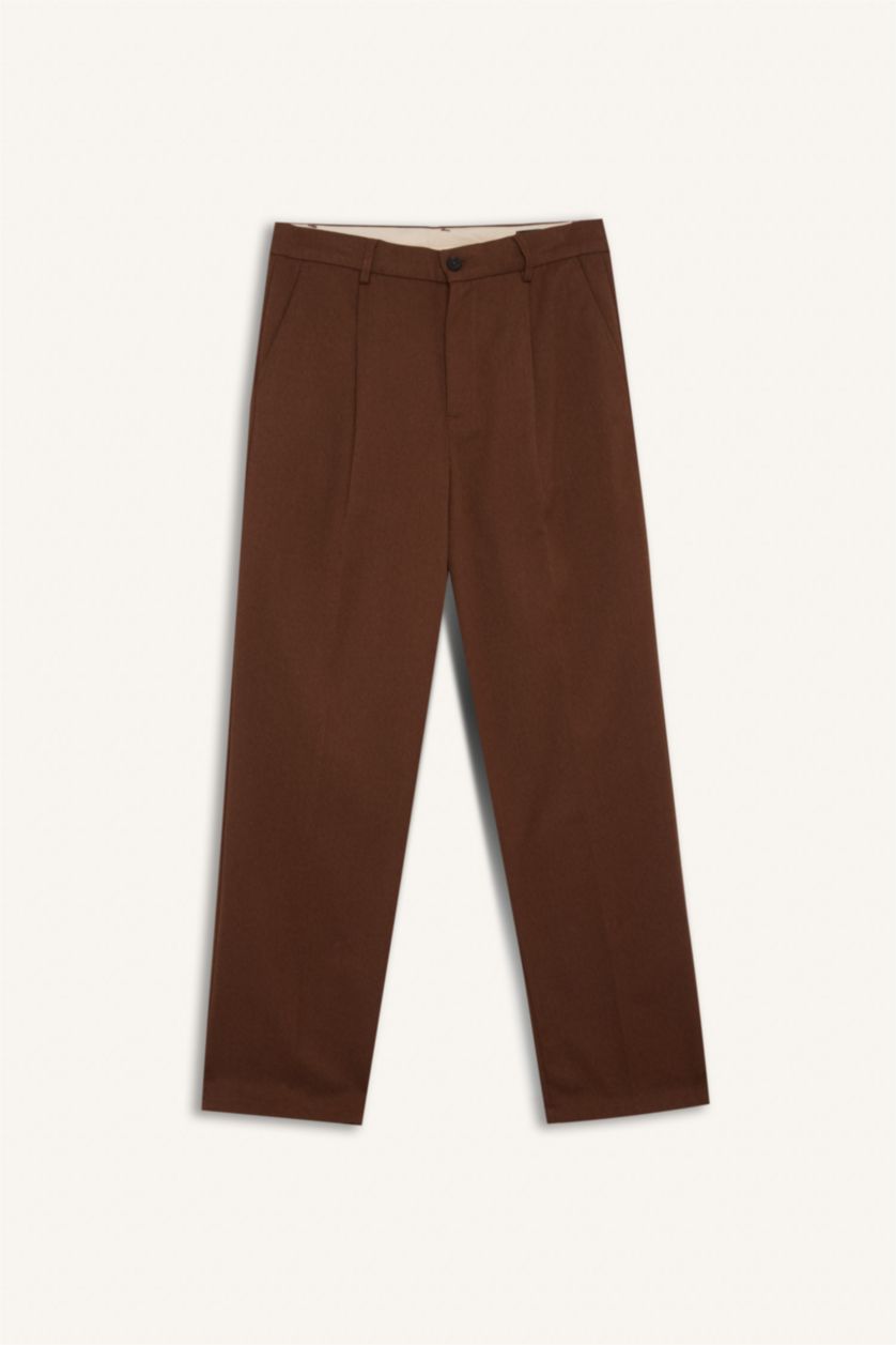 Man Brown Straight Fit Trousers