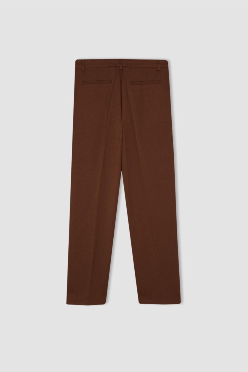 Man Brown Straight Fit Trousers