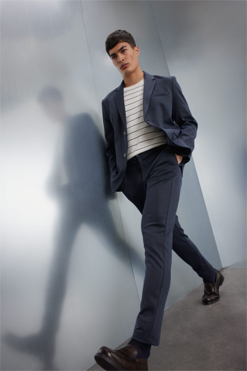 Man Navy Melange Jogger All Way Stretch Trousers