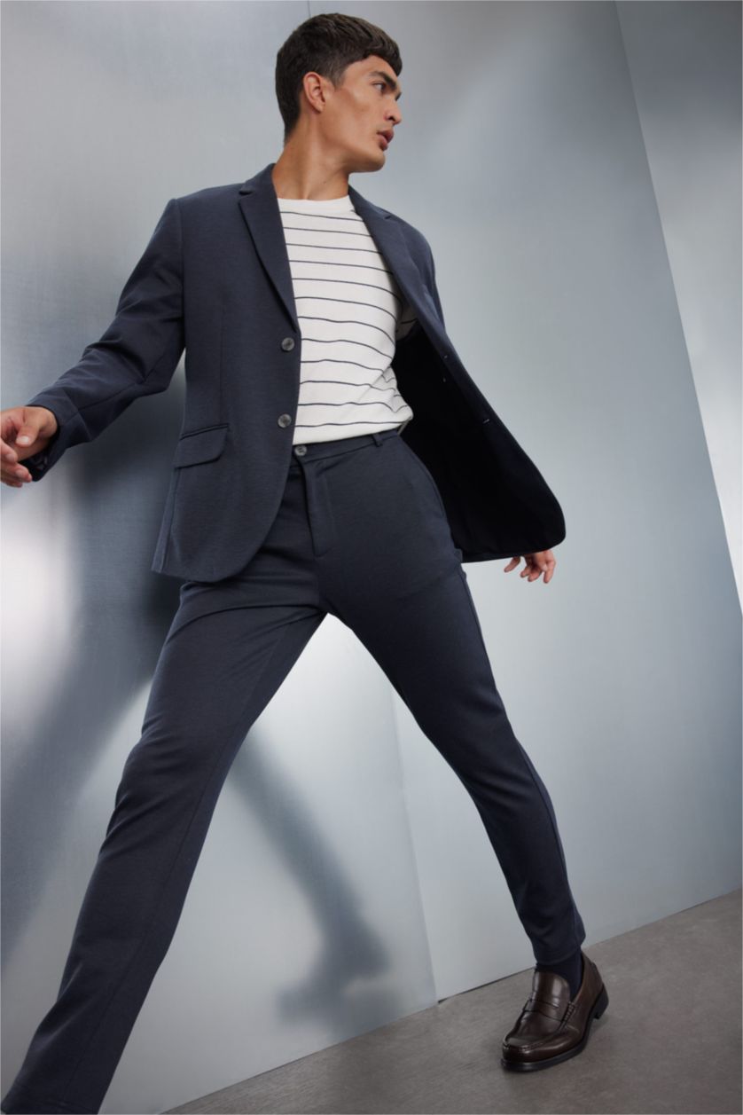 Man Navy Melange Jogger All Way Stretch Trousers