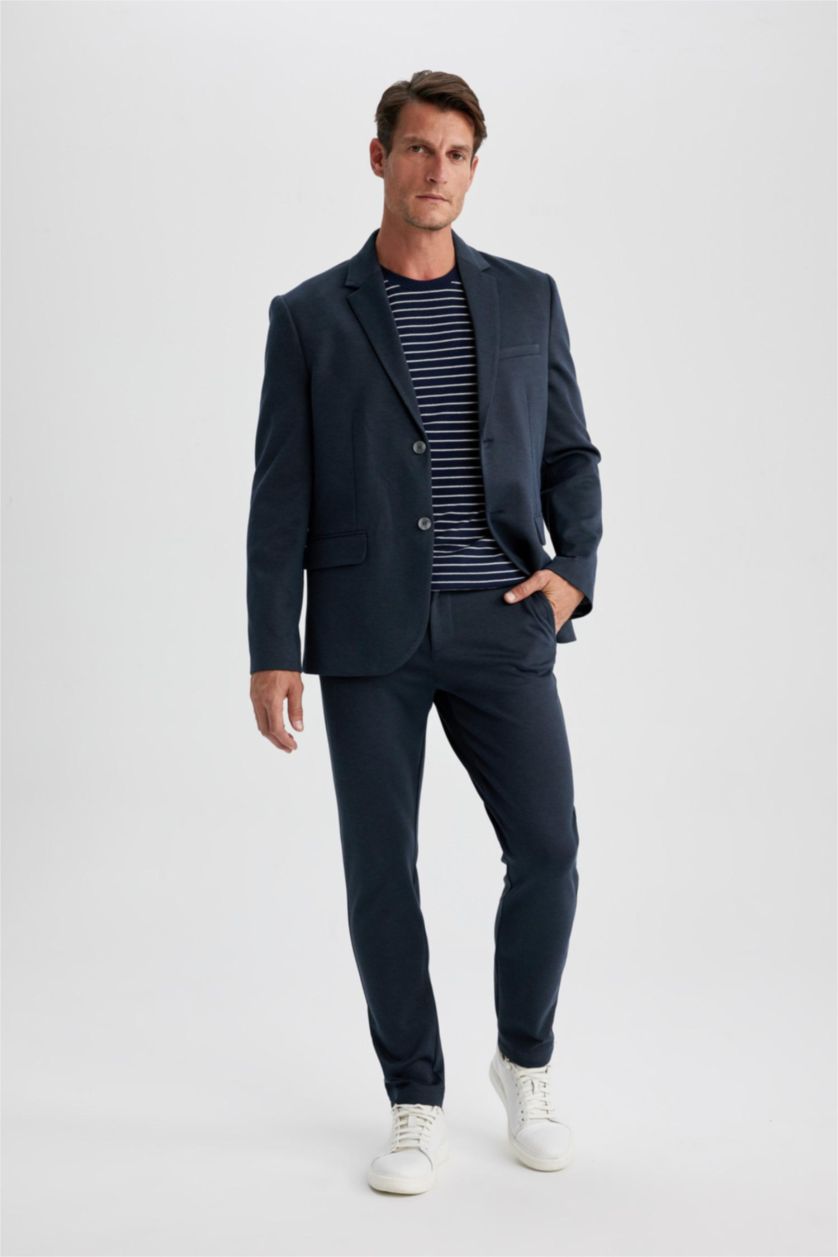 Man Navy Melange Jogger All Way Stretch Trousers