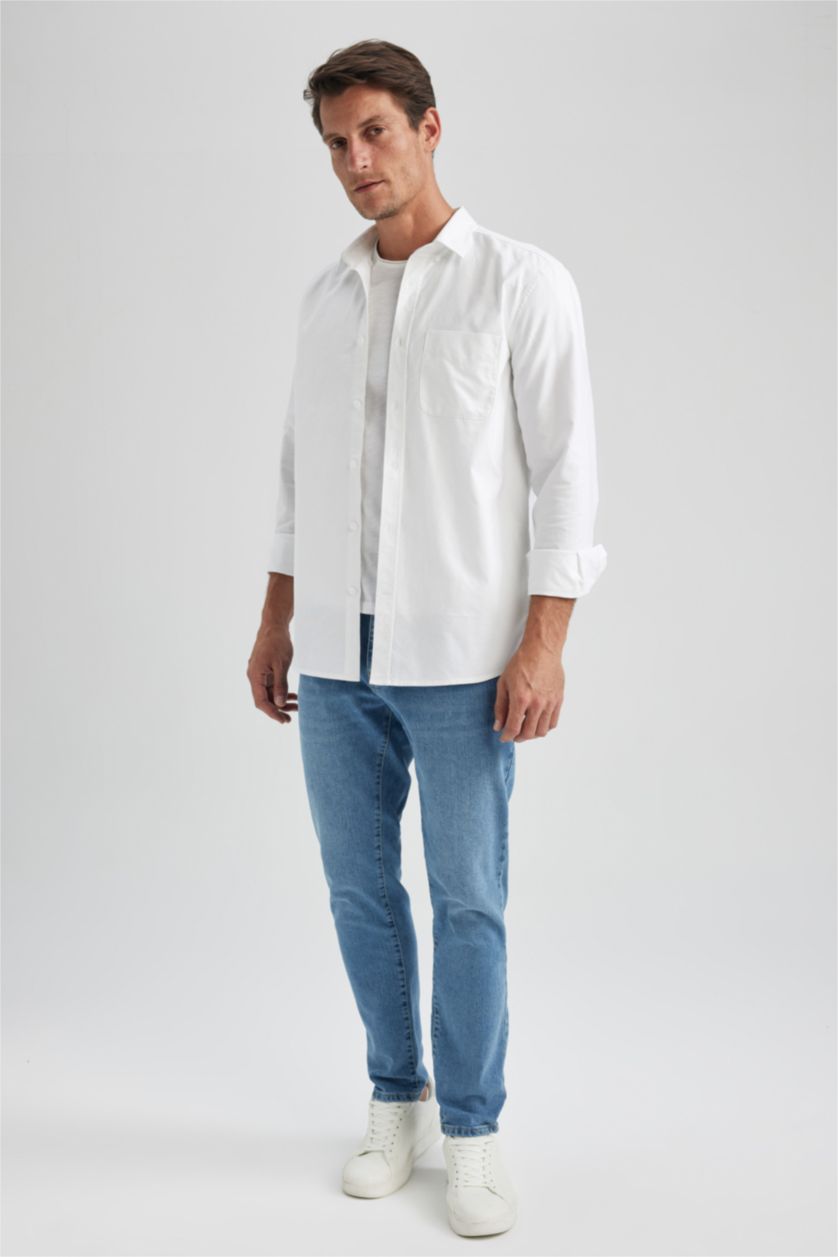 MAN White Regular Fit Oxford Long Sleeve Shirt