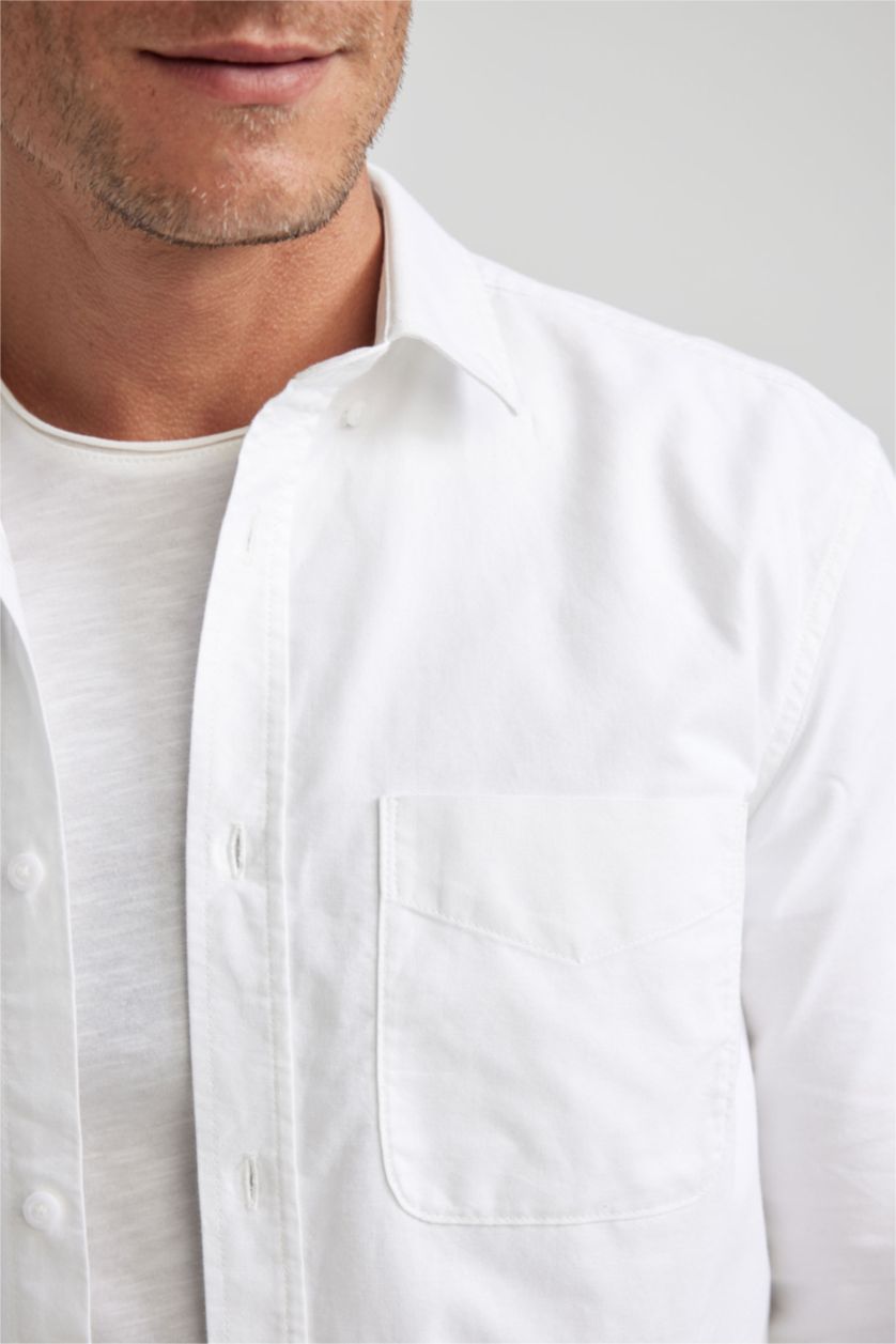 MAN White Regular Fit Oxford Long Sleeve Shirt