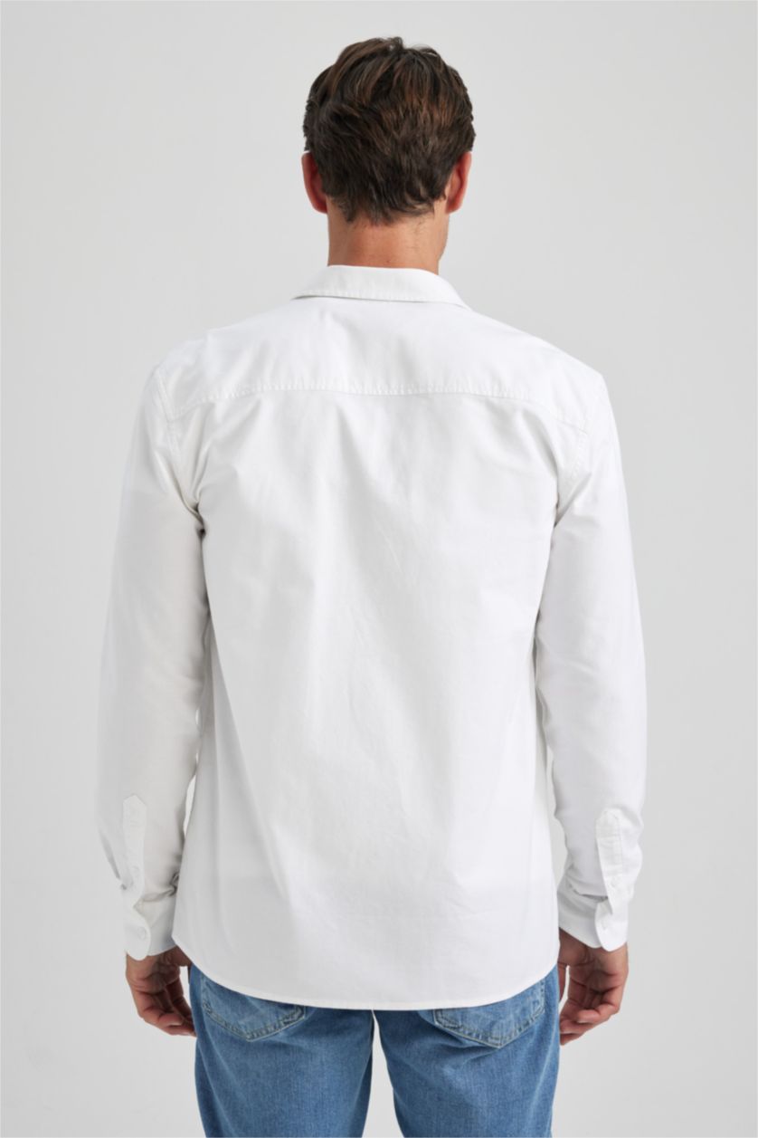 MAN White Regular Fit Oxford Long Sleeve Shirt