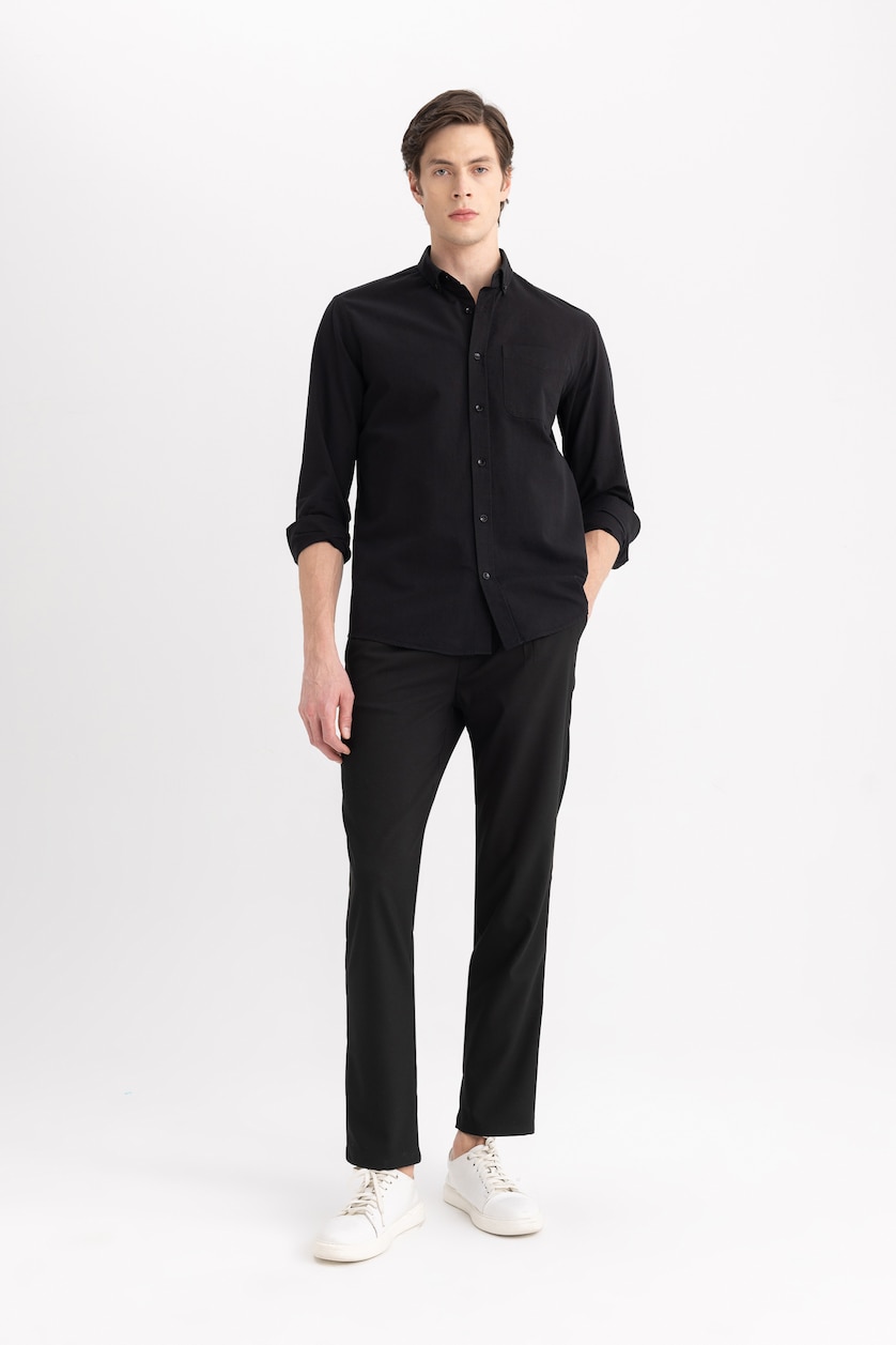 MAN Black Regular Fit Oxford Long Sleeve Shirt