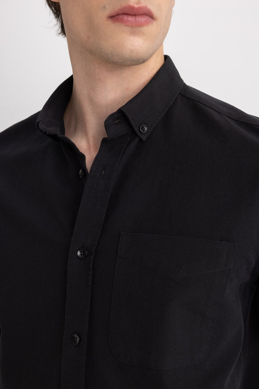 MAN Black Regular Fit Oxford Long Sleeve Shirt