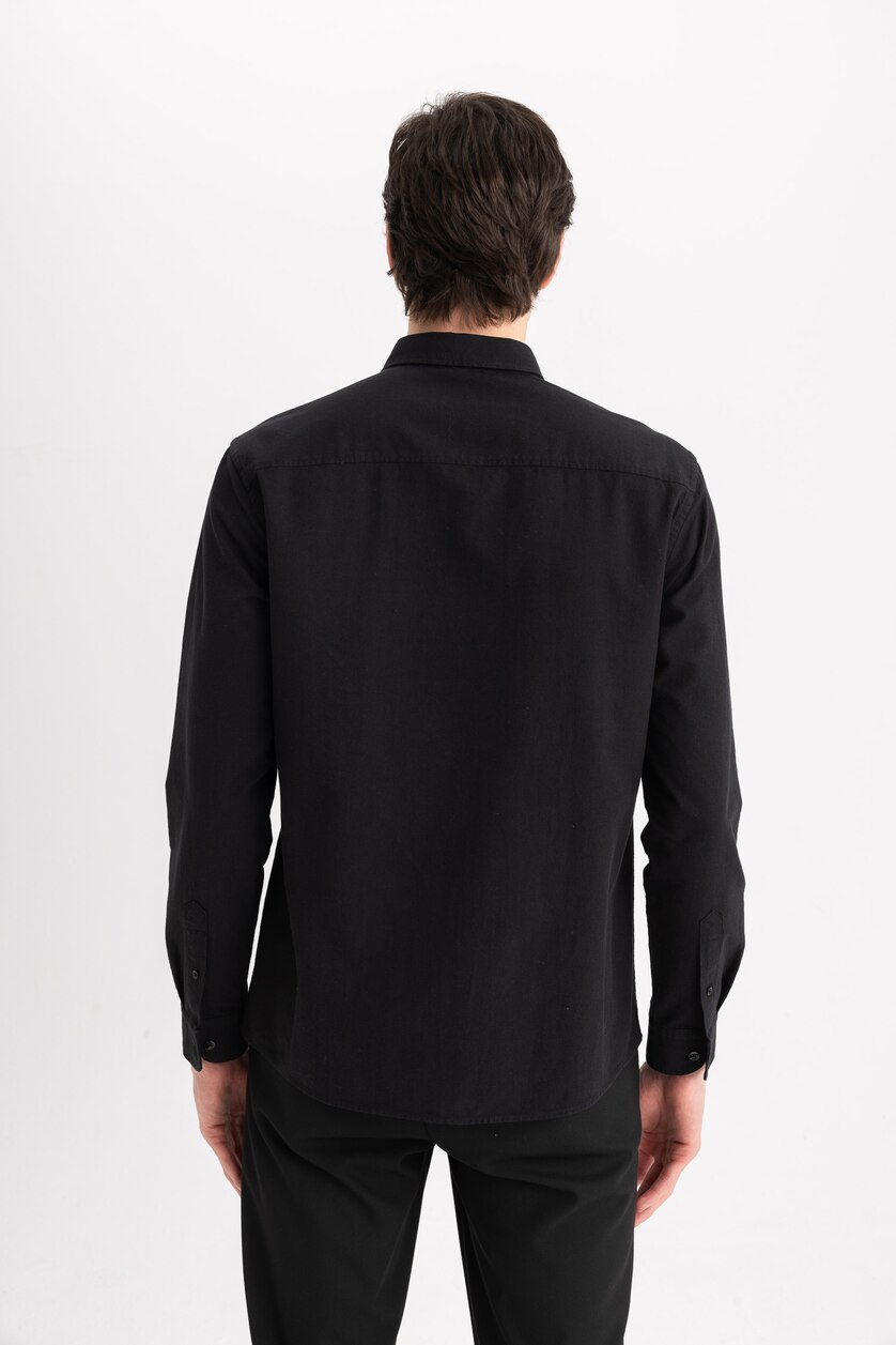 MAN Black Regular Fit Oxford Long Sleeve Shirt