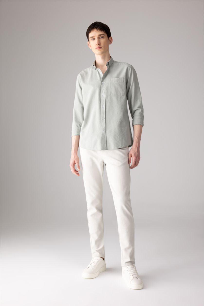 رجال نعناع Regular Fit Oxford Long Sleeve Shirt