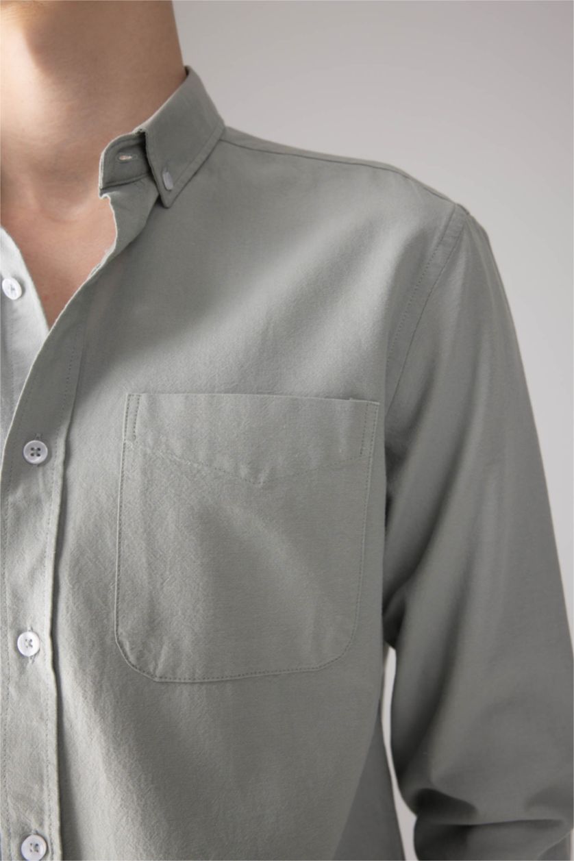 رجال نعناع Regular Fit Oxford Long Sleeve Shirt