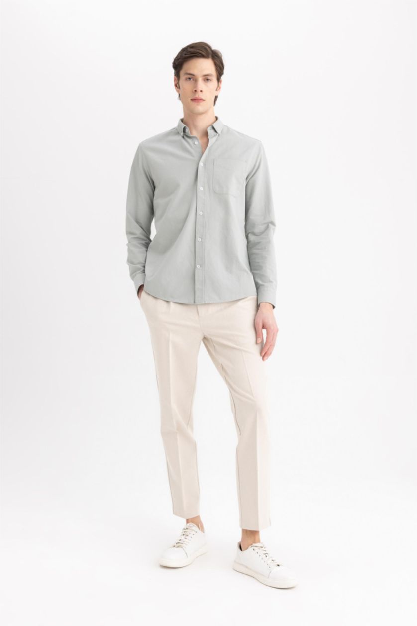رجال نعناع Regular Fit Oxford Long Sleeve Shirt