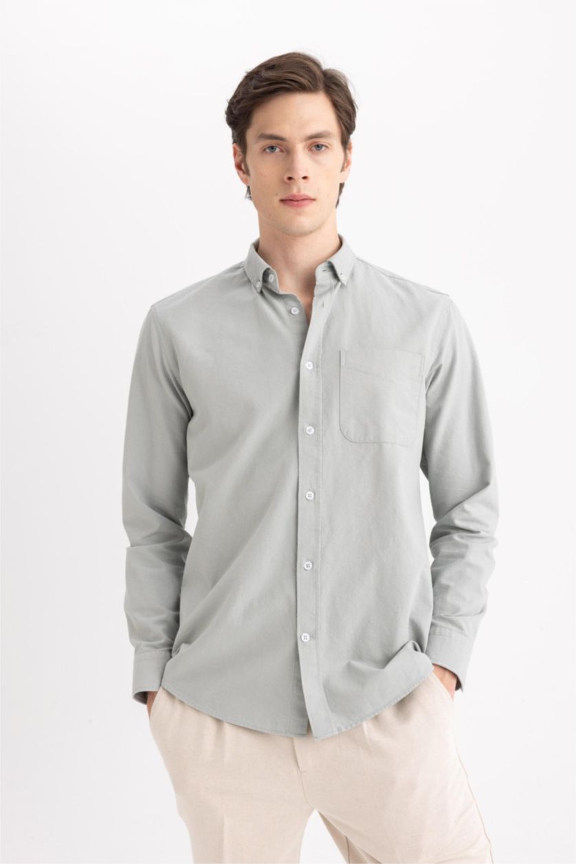رجال نعناع Regular Fit Oxford Long Sleeve Shirt