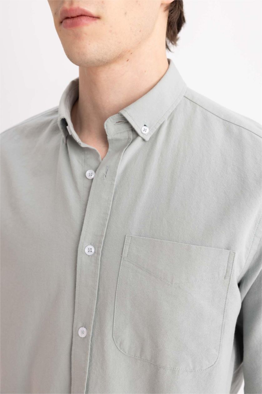 رجال نعناع Regular Fit Oxford Long Sleeve Shirt