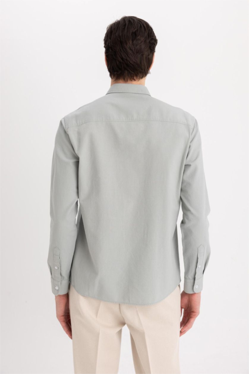 رجال نعناع Regular Fit Oxford Long Sleeve Shirt