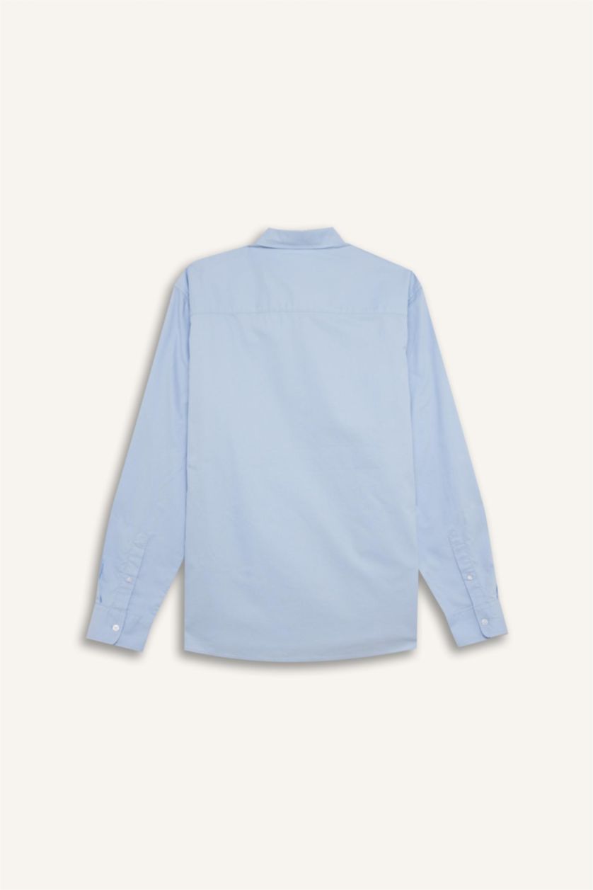 MAN Light Blue Regular Fit Polo Shirt Oxford Long Sleeve Shirt