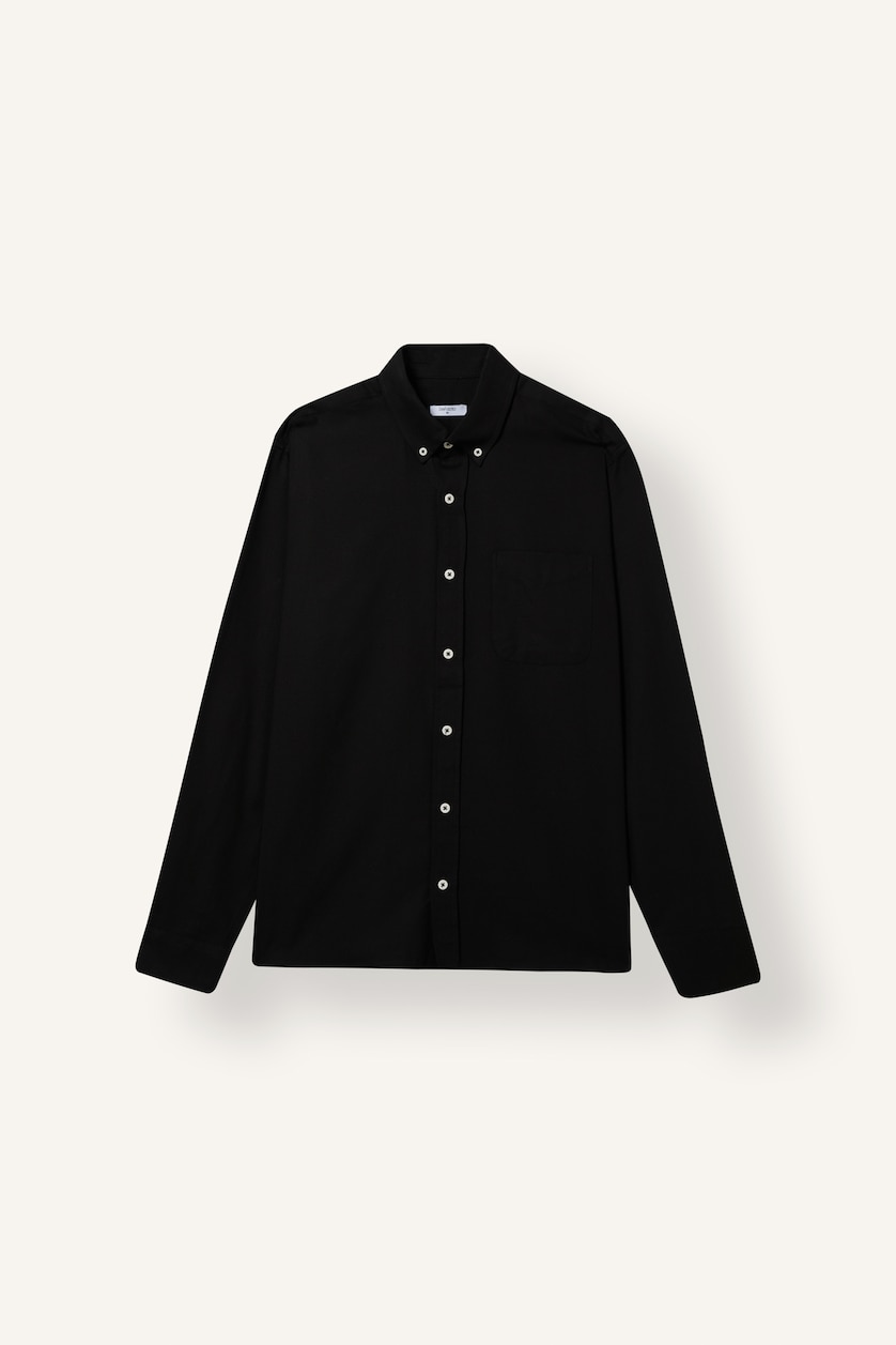 Man Black Regular Fit Oxford Long Sleeve Shirt