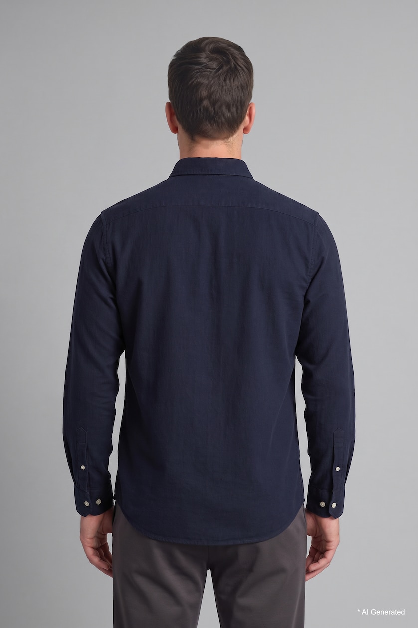 MAN NAVY Regular Fit Oxford Long Sleeve Shirt