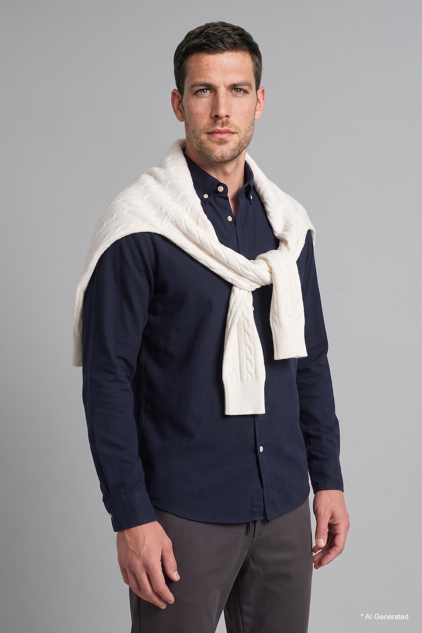 MAN NAVY Regular Fit Oxford Long Sleeve Shirt