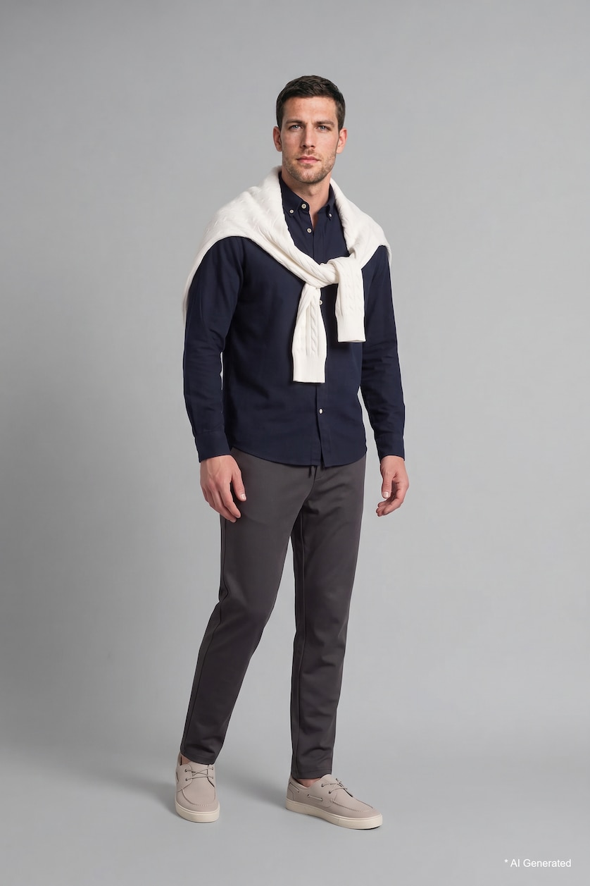 MAN NAVY Regular Fit Oxford Long Sleeve Shirt
