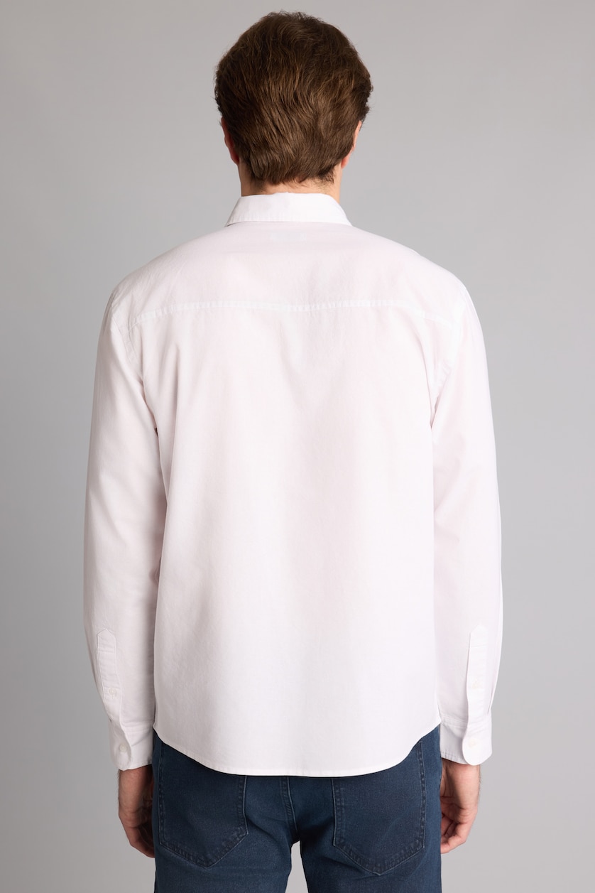 MAN White Regular Fit Basic 100% Cotton Long Sleeve Shirt