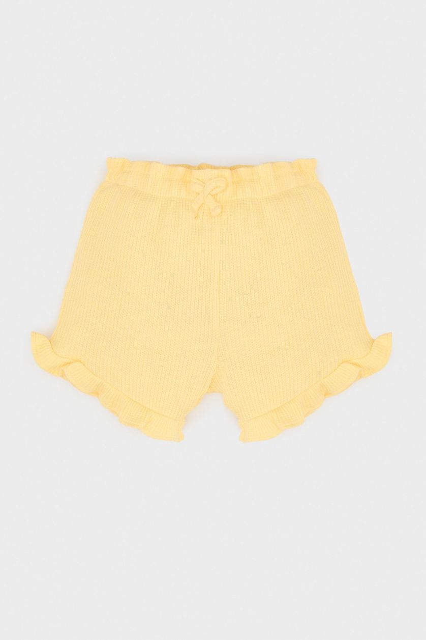 طفلة صغيرة أصفر شورت بيبي بناتي وافل قصة عادية وخصر مطاطي