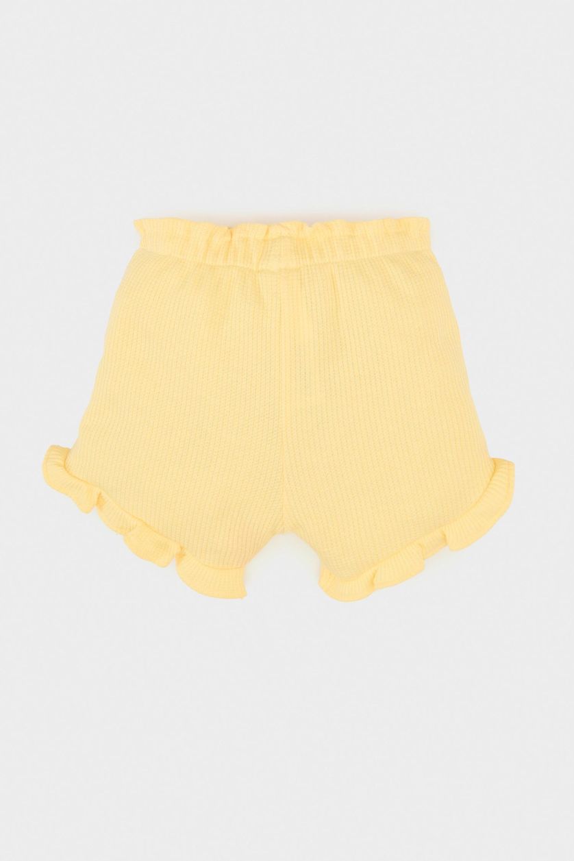 طفلة صغيرة أصفر شورت بيبي بناتي وافل قصة عادية وخصر مطاطي