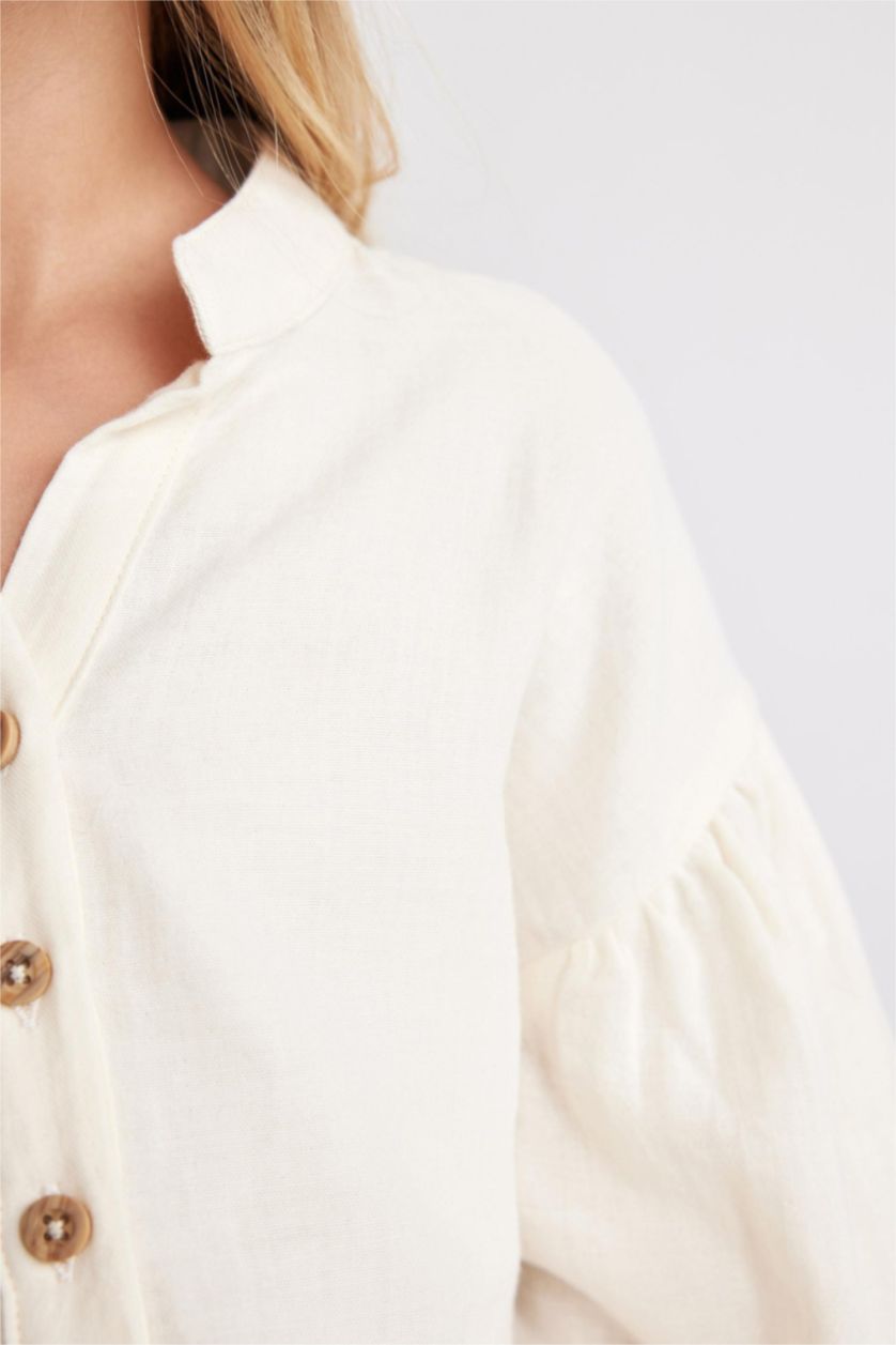 Девочки и подростки Бежевый Рубашка свободного кроя с длинным рукавом для девочек