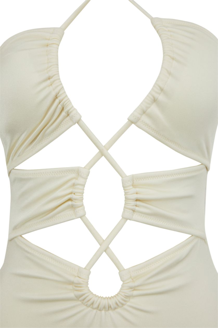 FEMME Écru Maillot de Bain à Coupe Régulière de Fall In Love