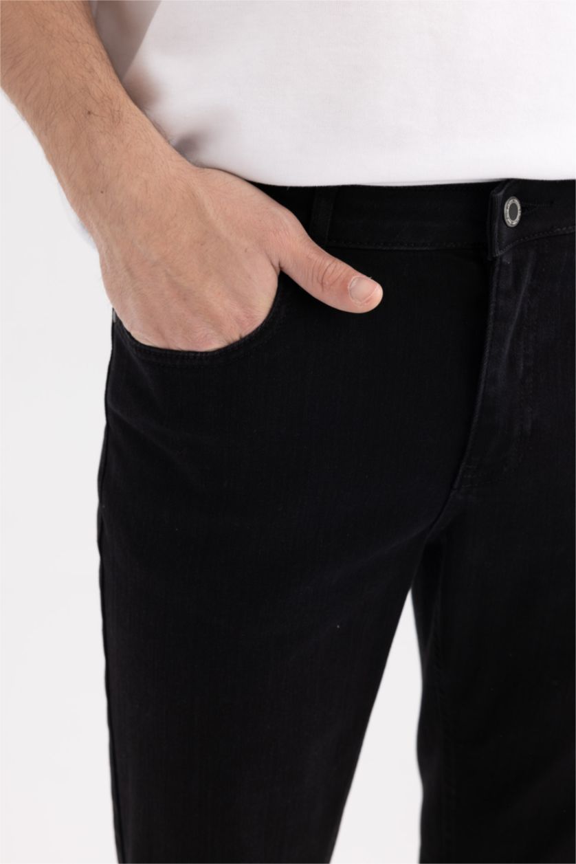 MAN Black Regular Fit Jeans Bermuda Shorts