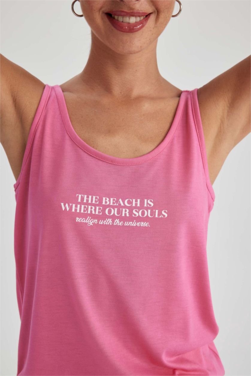 FEMME Rose Débardeur Coupe Régulière Imprimé Col Rond