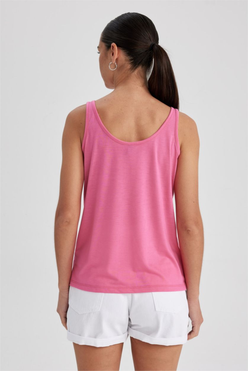 FEMME Rose Débardeur Coupe Régulière Imprimé Col Rond