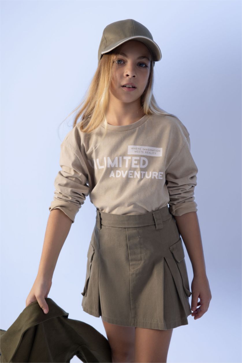 GIRLS & TEENS Beige Girl Relax Fit Combed Cotton T-Shirt