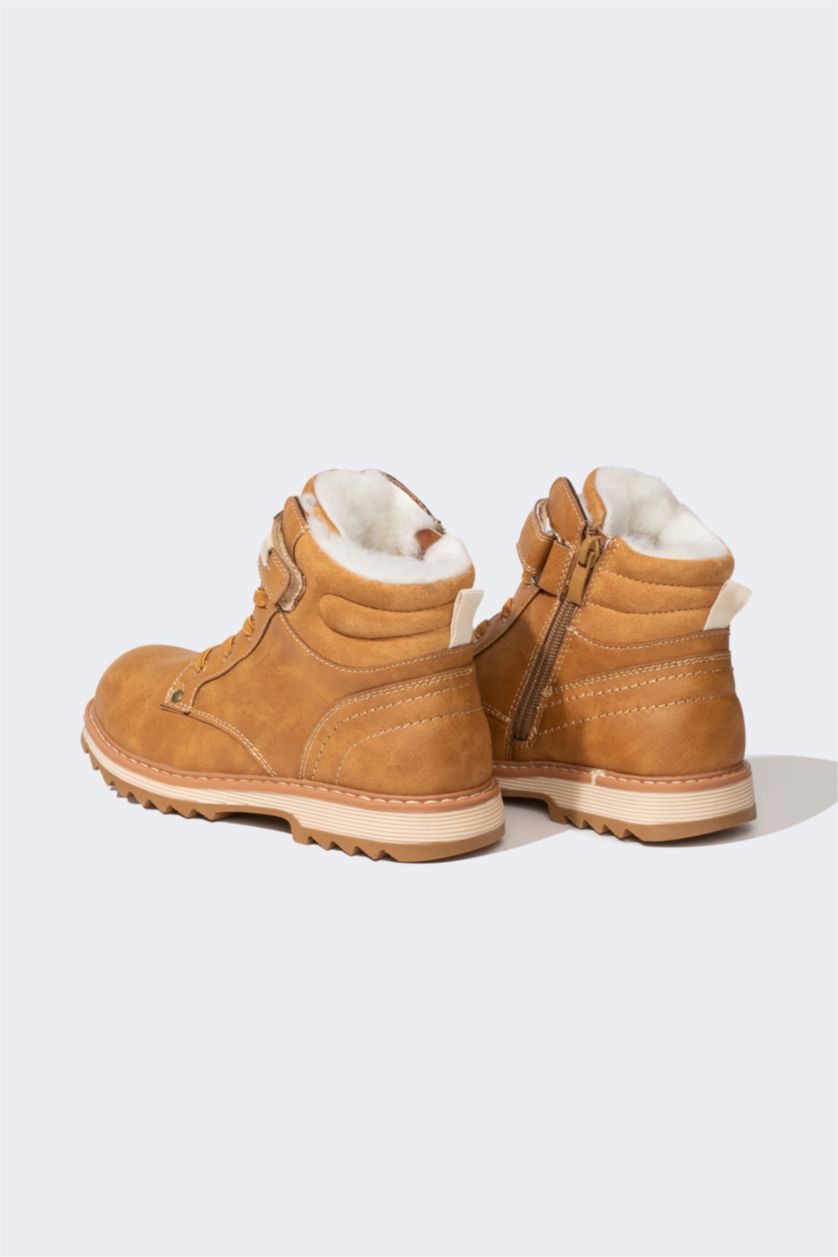 بنات بني بوت بناتي جلد صناعي بكعب مسنن