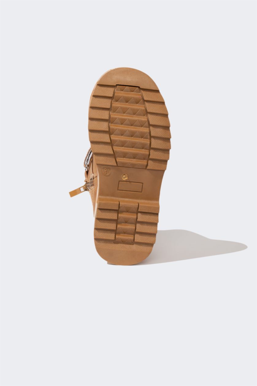 بنات بني بوت بناتي جلد صناعي بكعب مسنن