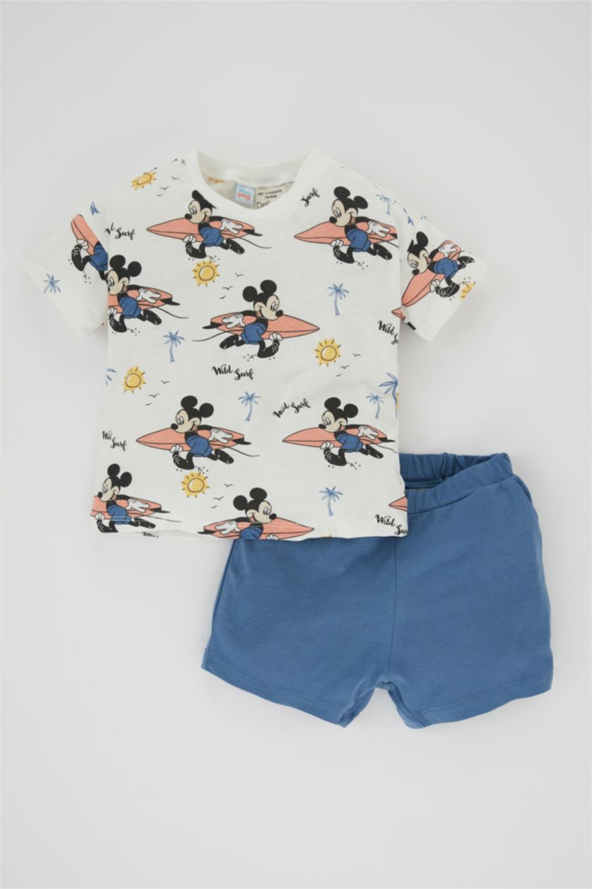 BÉBÉ GARÇON Blanc Ensemble T-shirt et Short imprimé Mickey & Minnie