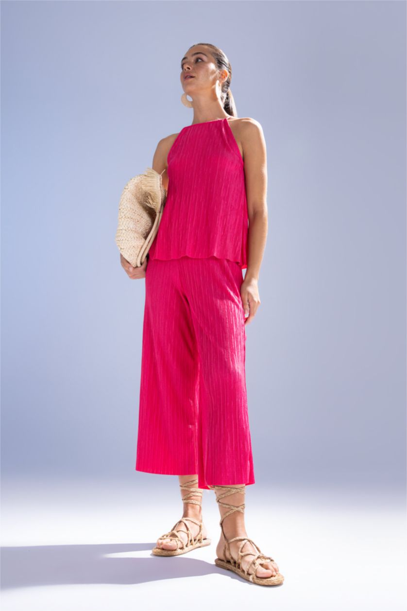 WOMAN Fushsia Regular Fit Crew Neck Singlet