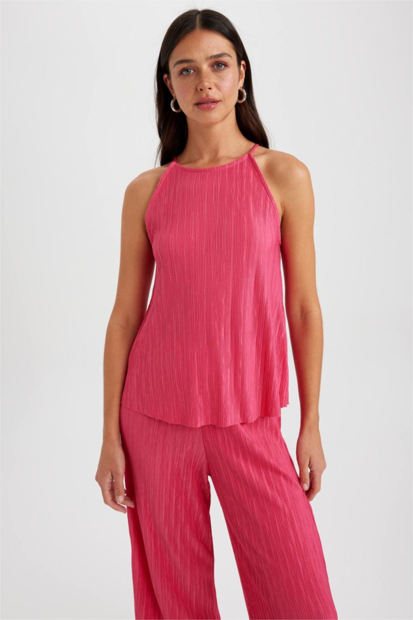 WOMAN Fushsia Regular Fit Crew Neck Singlet
