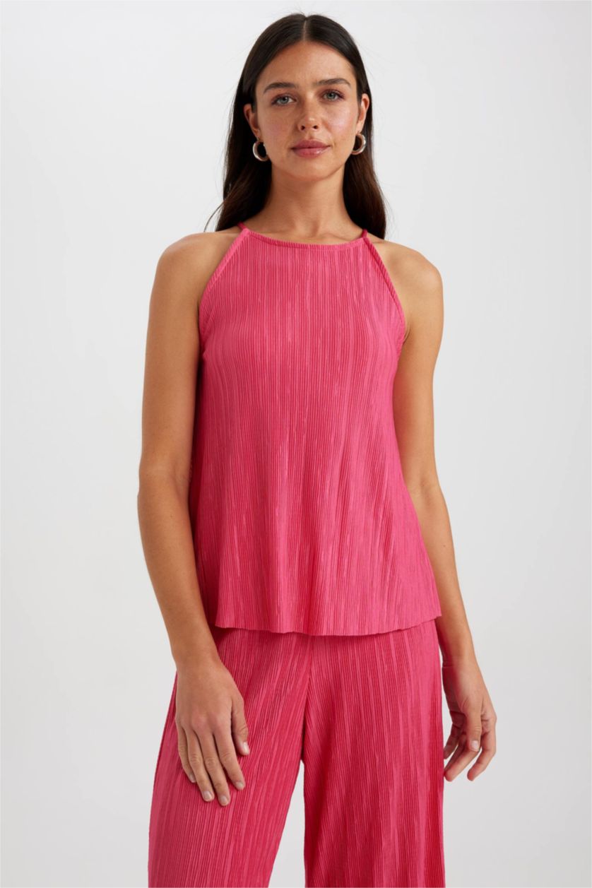 WOMAN Fushsia Regular Fit Crew Neck Singlet