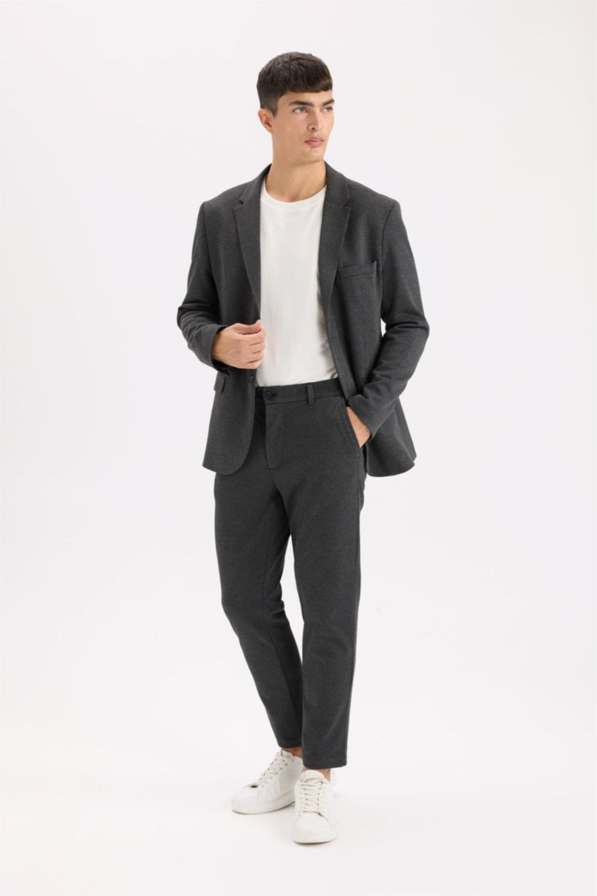 Мужчины Антрацит Меланж Брюки Tailored Regular Fit стандартного кроя с карманами