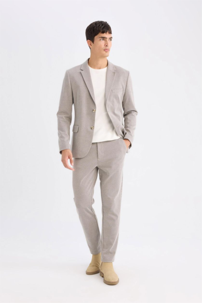 Мужчины Слоновая кость Брюки стандартного кроя с карманами из габардина